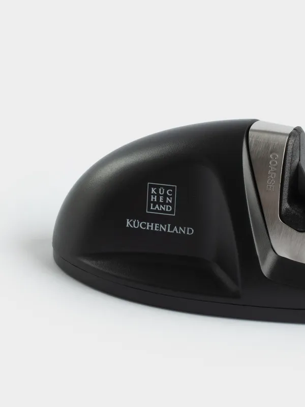 Точило для ножей, 10 см, два этапа заточки, пластик/сталь, черное, овал, Accessories, image-4