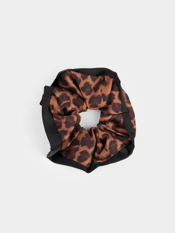 Резинка для волос, бежево-черный, Silk, image-0