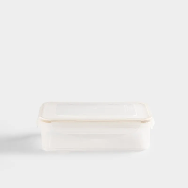 Контейнер, 800 мл, с клипсами, пластик/силикон, прямоугольный, бежевый, Roomy clip