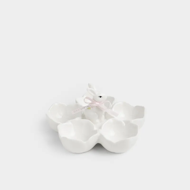 Блюдо пасхальное, 14х8 см, 5 отд, фарфор P, молочное, Кролик в цветах, Rabbit bloome