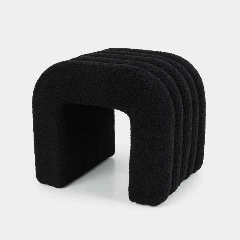 Пуфик, 43х36 см, букле/дерево, черный, Арка, Boucle, image-1