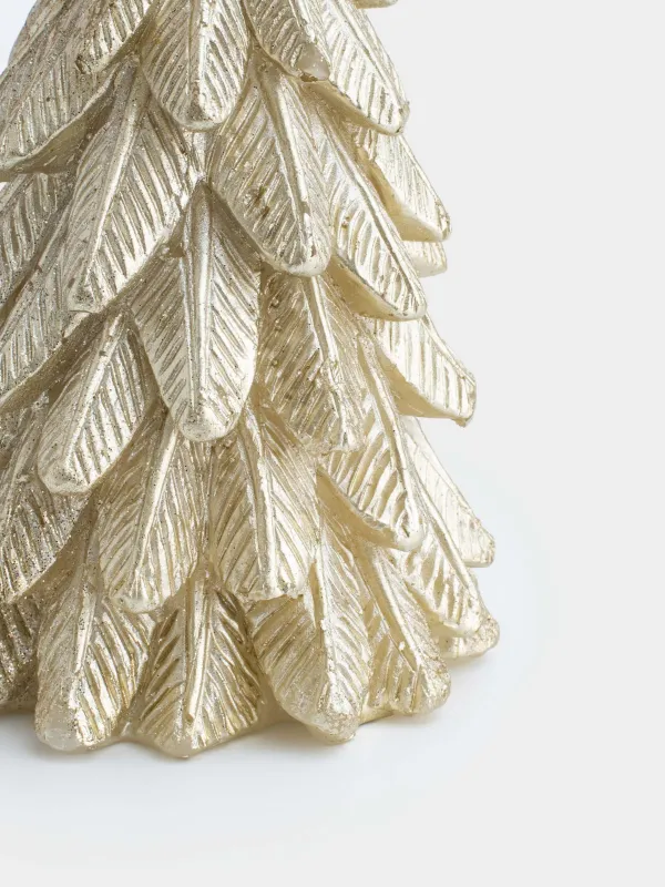 Свеча, 20 см, с блестками, золотистая, Ель, Fir candle, image-2