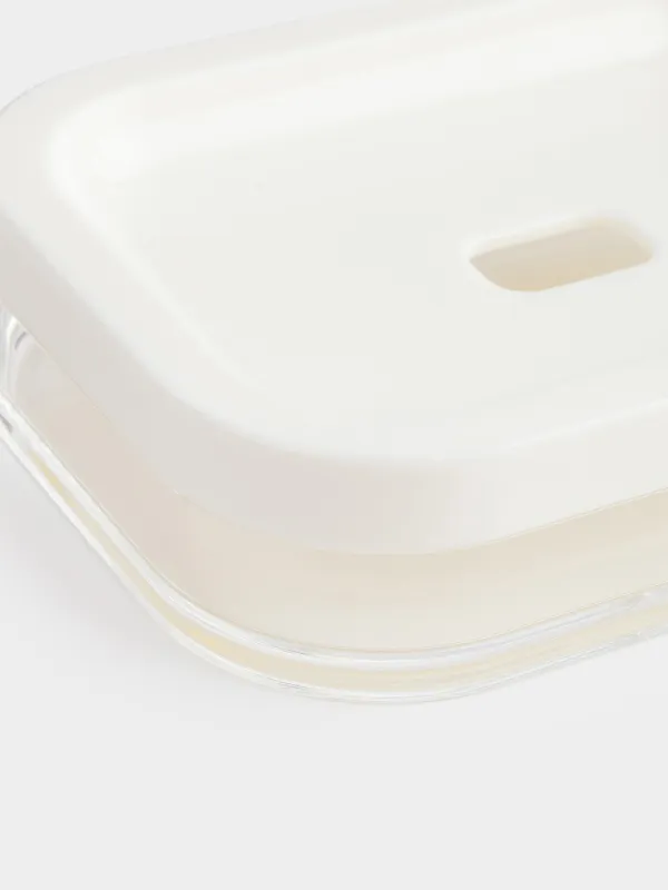 Мыльница, 12х9 см, пластик/акрил, прямоугольная, молочная, Eleos, image-3