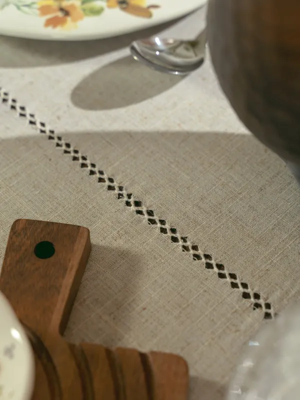 Скатерть, 170х250 см, полиэстер/лен, бежевая, Hemstitch, image-5