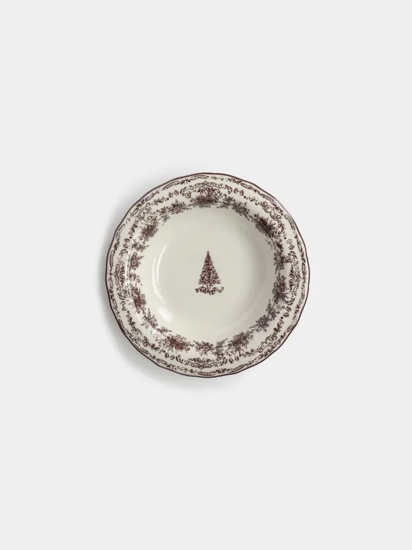 Тарелка суповая, 21x5 см, Шишки и цветы, Pine lace, image-1