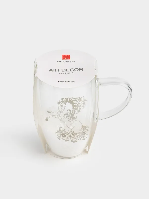 Кружка, 450 мл, стекло Б, с блестками и со снегом внутри, Лошади, Air decor, image-4