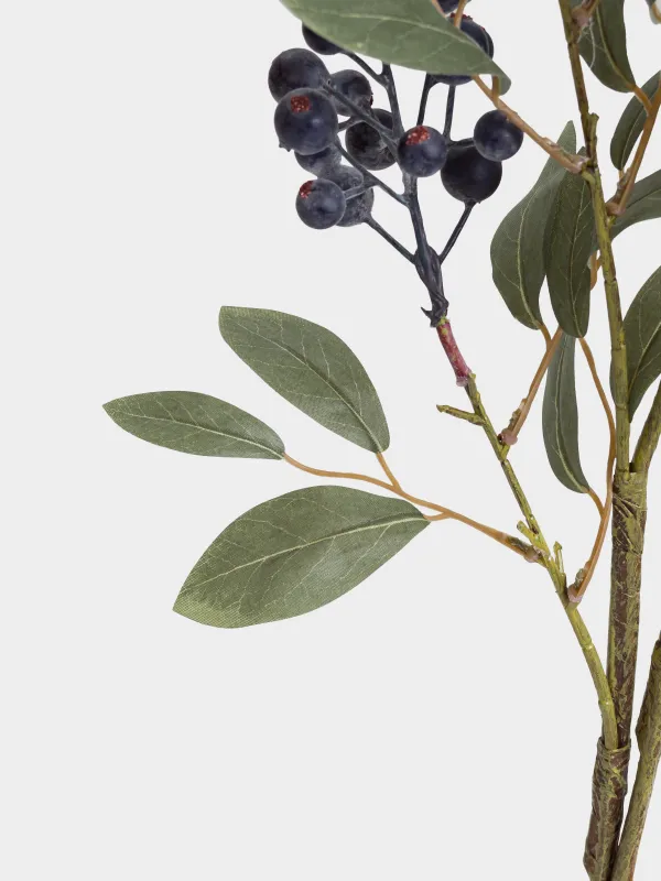 Ветка декоративная, 91 см, пенопласт/полиэстер, Синие ягоды, Blue berry, image-4