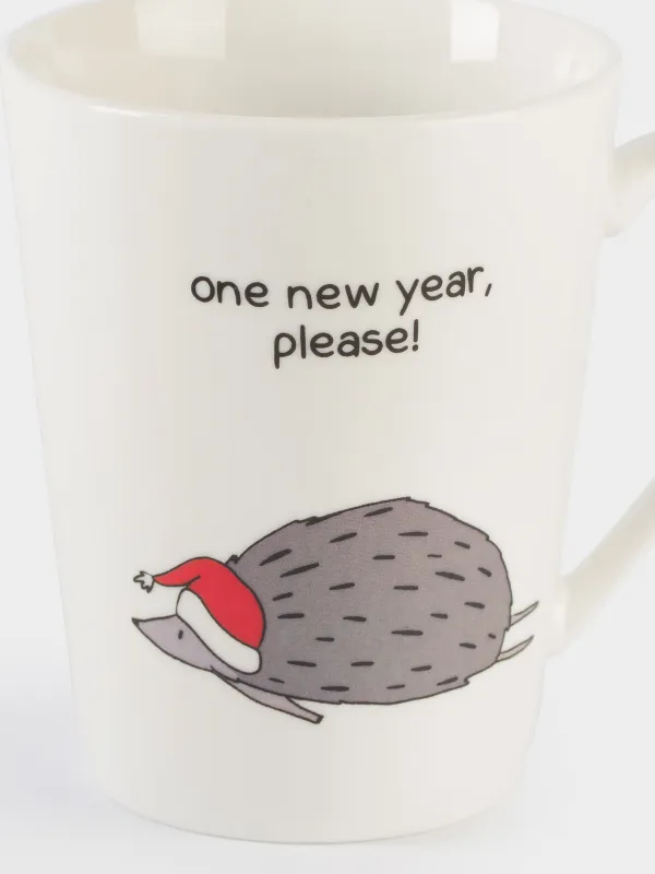 Кружка, 420 мл, фарфор N, белая, Еж в шапке, Hedgehog christmas, image-2