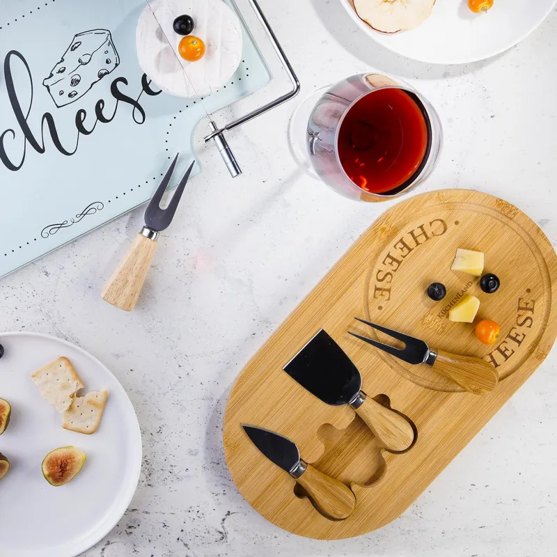 Набор для сыра, 4 пр, доска-подставка, сталь/бамбук, овальный, Cheese, image-4