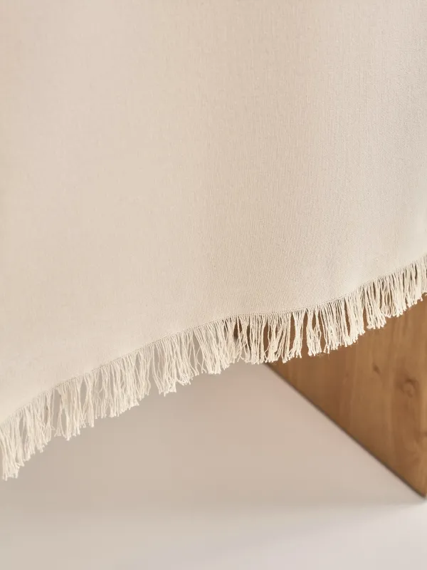 Дорожка настольная, 40х160 см, с бахромой, хлопок, бежевая, Framed, image-7