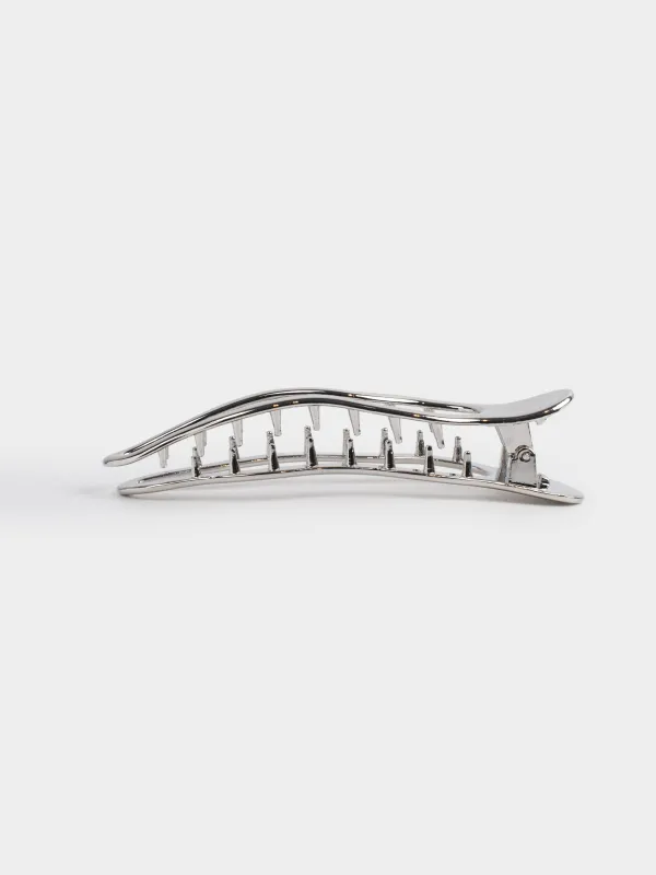 Заколка для волос, 10 см, металл, серебристая, Hair silver, image-4