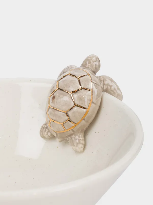 Салатник, с декором, 15х6 см, 400 мл, керамика, молочно-коричневый, в крапинку, Черепаха, Grand turtle, image-5