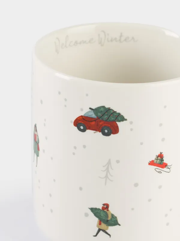 Кружка, 430 мл, фарфор N, белая, Зимние каникулы, Holiday mood, image-2