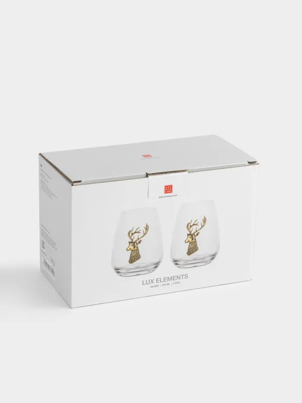 Стакан, 11 см, 450 мл, 2 шт, стекло/металл, Золотистый олень, Lux elements, image-5