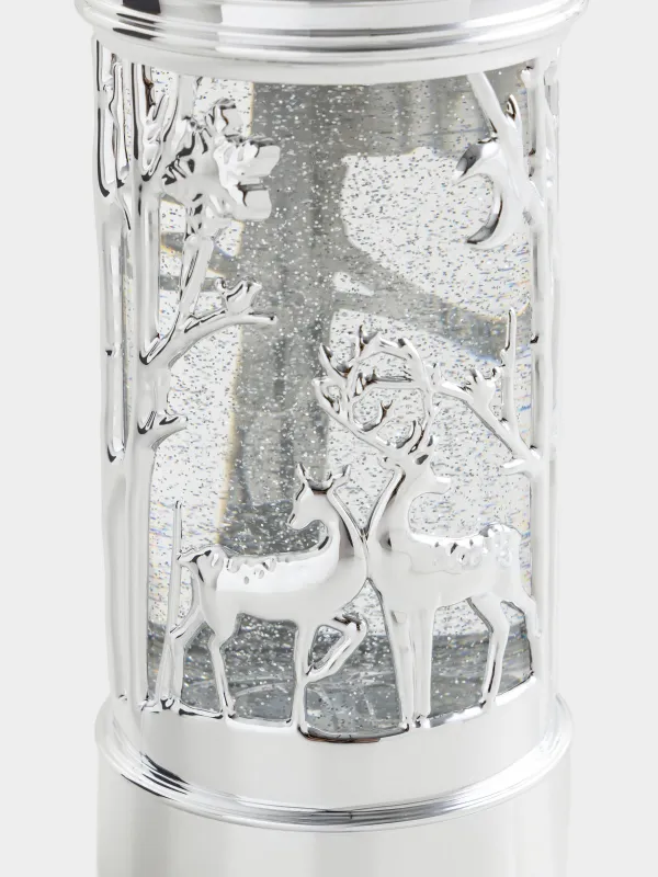 Снежный фонарь, 19 см, с подсветкой, пластик, серебристый, Лес, Silver style, image-2