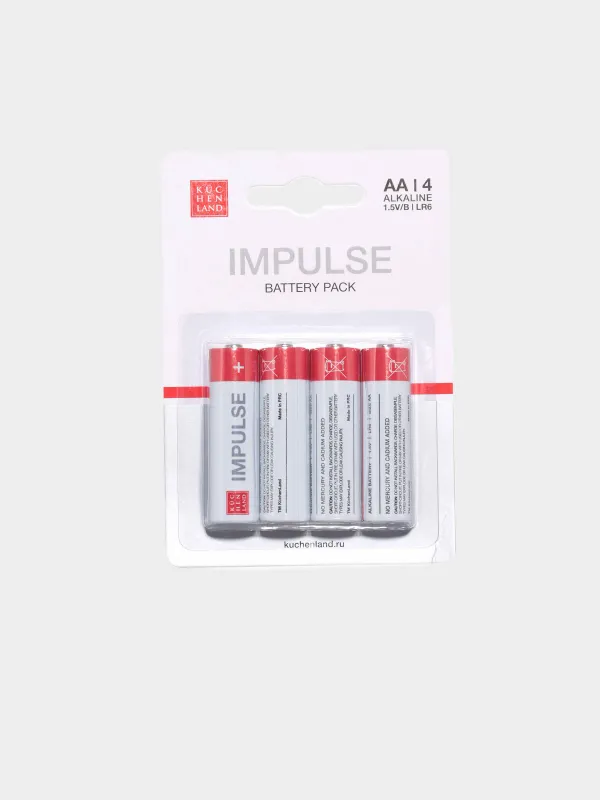 Батарейка AA LR6, щелочная, 4 шт, Impulse