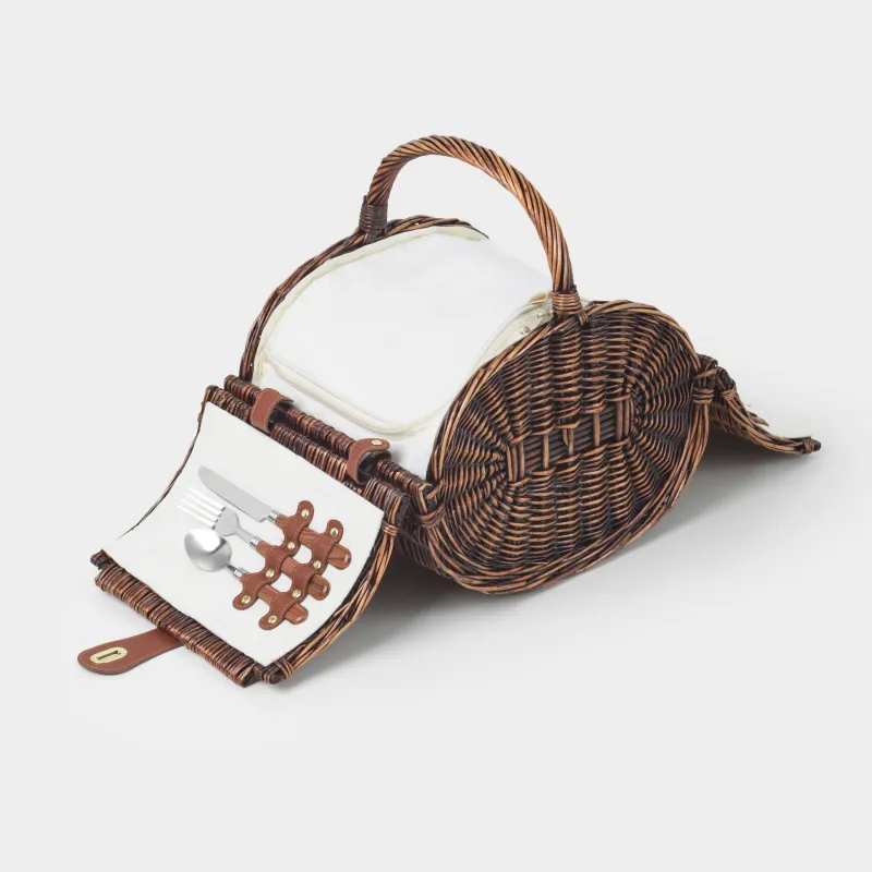 Корзина для пикника, 36х28 см, 2 перс, 10 пр, лоза, круглая, коричневая, Picnic