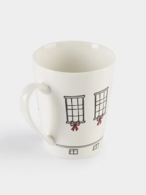 Кружка, 420 мл, фарфор N, белая, Машина с елкой, Red car, image-1