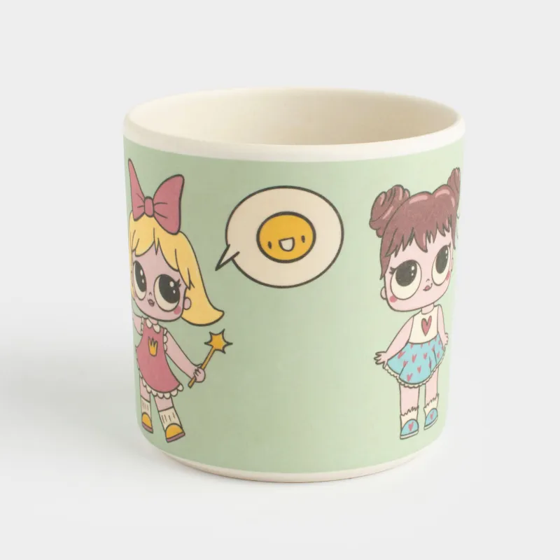 Кружка, детская, 350 мл, бамбук, зеленая, Девочки в платьях, Sweet loli, image-2