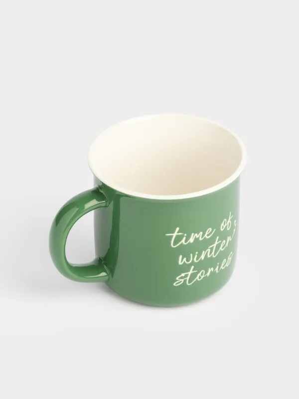 Кружка, 370 мл, фарфор N, зеленая, Time of winter stories, Mug title, image-2