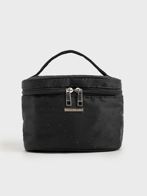 Косметичка, 19х14 см, с ручкой, нейлон, черная, Force night, image-0