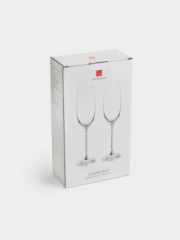 Бокал для шампанского, 220 мл, 2 шт, стекло/стразы, Серебристые кристаллы, Diamond, image-4