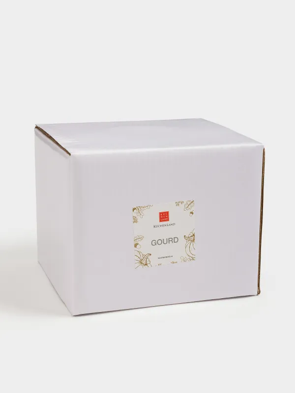 Кокотница, 13 см, 530 мл, с крышкой, на подставке, керамика/дерево, кремовая, Тыква, Gourd, image-6