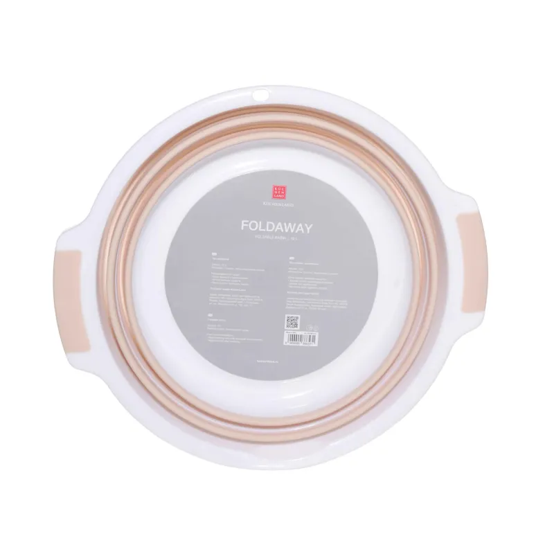 Таз складной, 10 л, пластик/резина, бежево-розовый, Foldaway, image-2