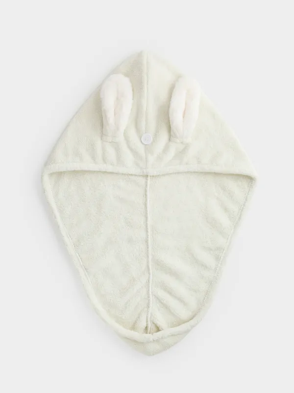 Полотенце-тюрбан для волос, детское, 53х24 см, флис, бежевое, Ушки, Teddy, image-6