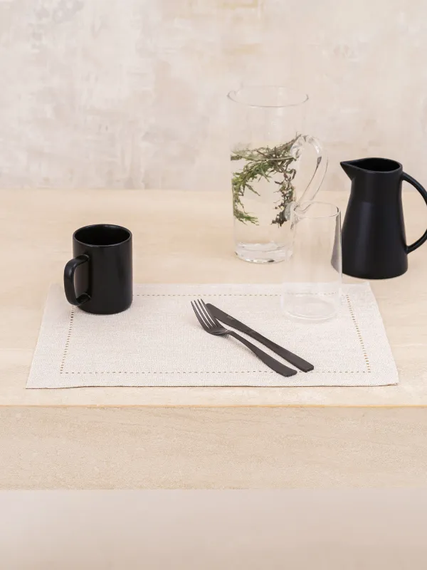 Салфетка под приборы, 30х45 см, полиэстер, прямоугольная, серебристо-кремовая, Hemstitch, image-4