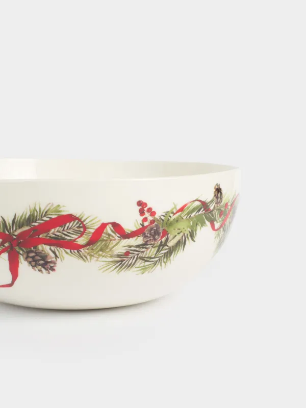 Салатник, 22х9 см, 2 л, фарфор N, белый, Шишки и рябина, Rowan delice, image-1