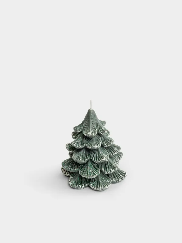Свеча, 8х9 см, с блестками, Елка, Fir candle, image-1