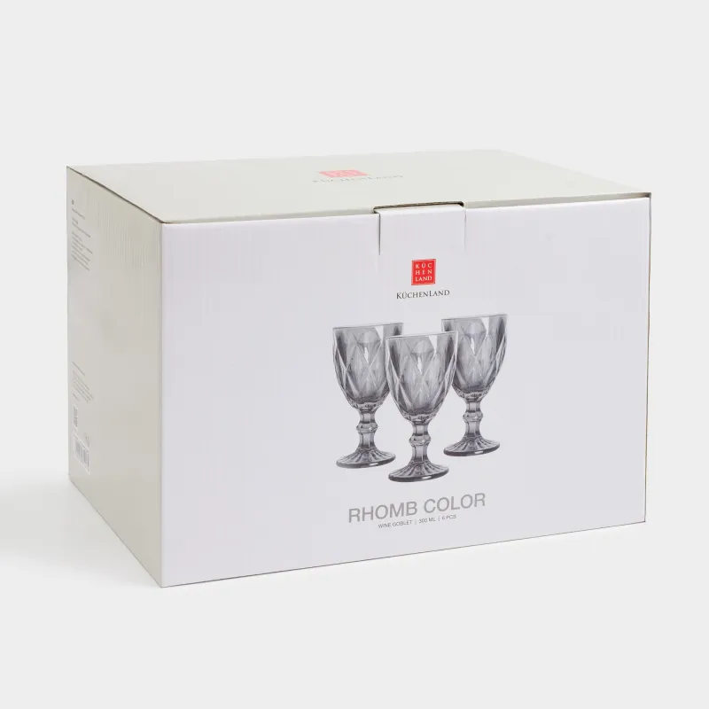 Бокал-кубок для вина, 300 мл, 6 шт, стекло Р, серый, Rhomb color, image-6