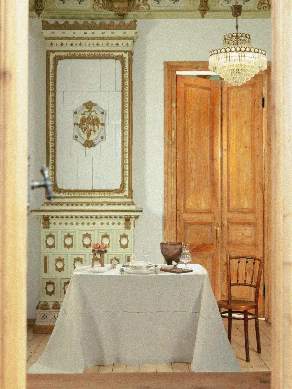 Скатерть, 170х250 см, полиэстер/лен, бежевая, Hemstitch, image-10