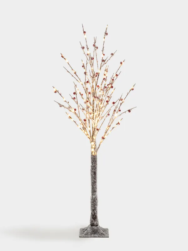 Дерево декоративное, 1,25 м, с подсветкой, пластик, Заснеженные ветки с ягодами, Festive mood, image-0