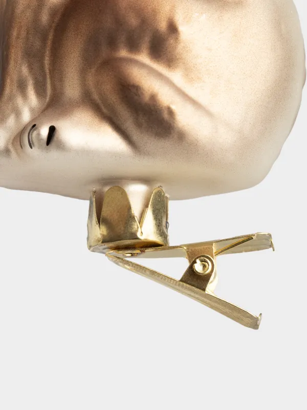 Игрушка елочная, 9 см, на клипсе, стекло, бронзовая, Кот в шарфике, Figure christmas, image-1