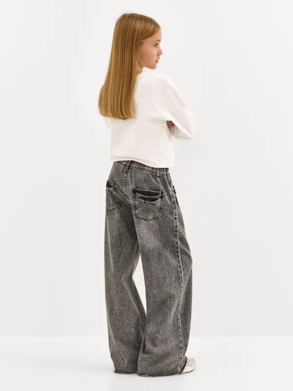 Джинсы детские, р. 122 см, для девочек, хлопок/полиэстер, светло-серые, Carmina, image-4