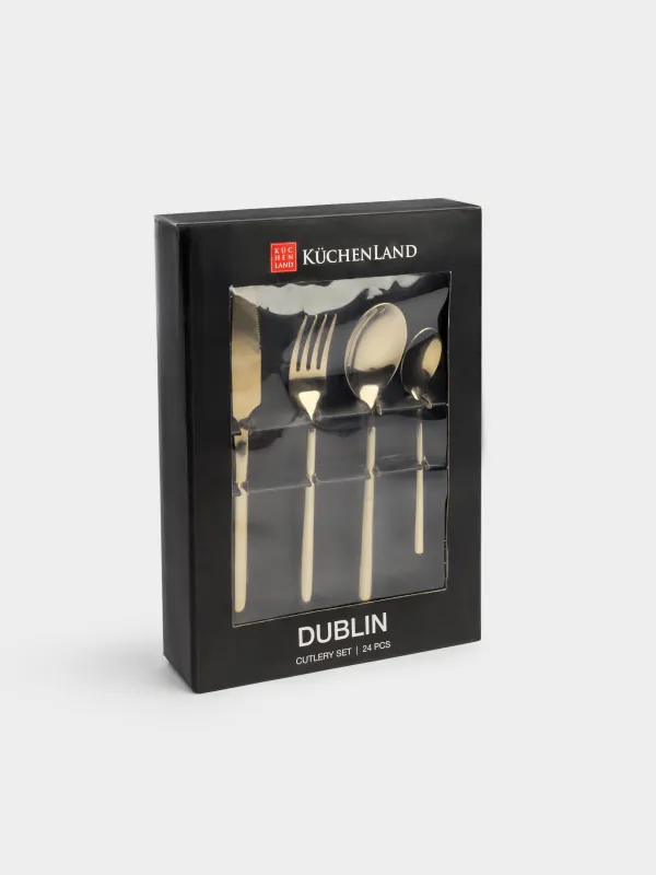 Столовые приборы, 6 перс, 24 пр, сталь, золотистые, Dublin, image-9
