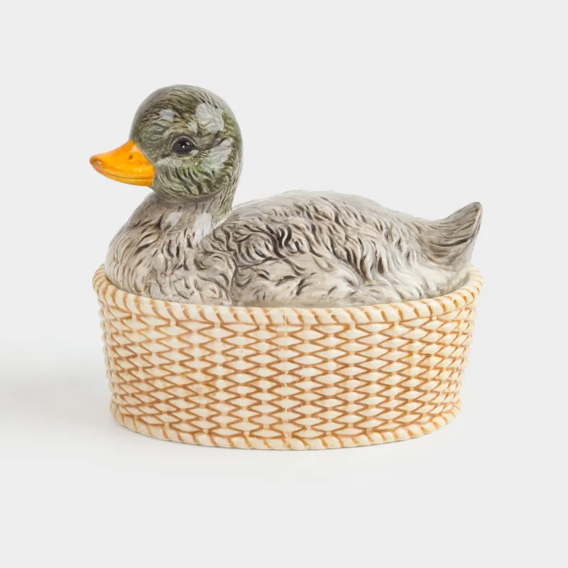 Емкость для хранения, 17х16 см, 600 мл, керамика, Утка на корзине, Duck
