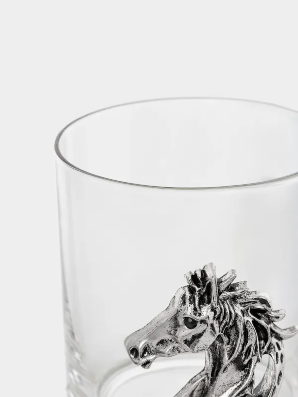 Стакан для виски, 10 см, 340 мл, стекло/металл, Серебристый конь, Lux elements, image-3