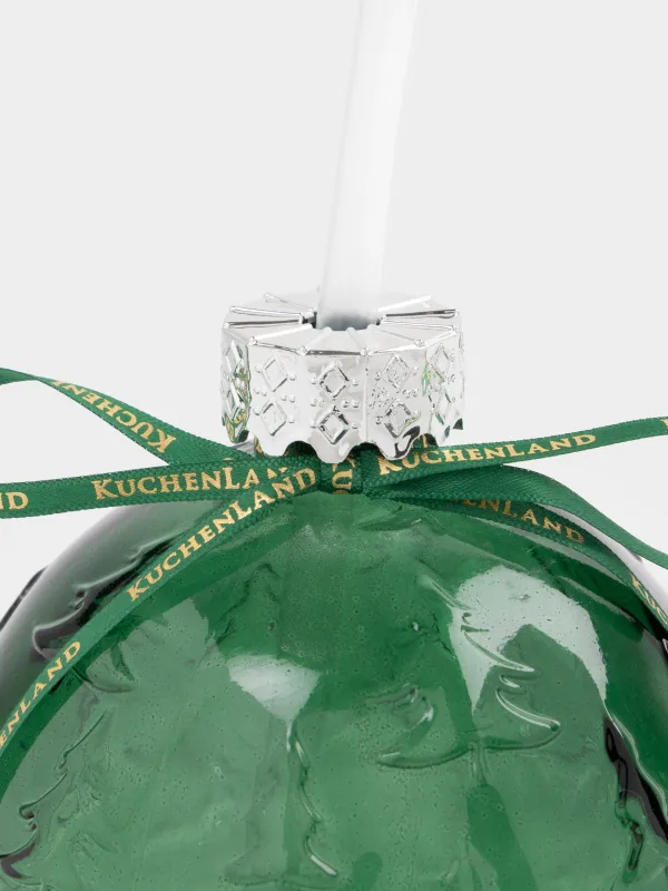 Банка для напитков, 590 мл, с крышкой и трубочкой, стекло, зеленая, Шар, Christmas drink, image-2