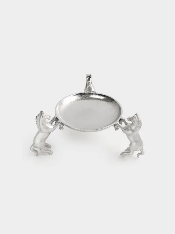 Ваза для фруктов, 25х22 см, на подставке, Кони, Horse silver, image-2