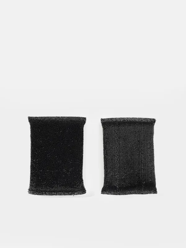 Губка для мытья посуды, 14x9 см, 2 шт, пластиковое волокно/поролон, черная, Black clean, image-2