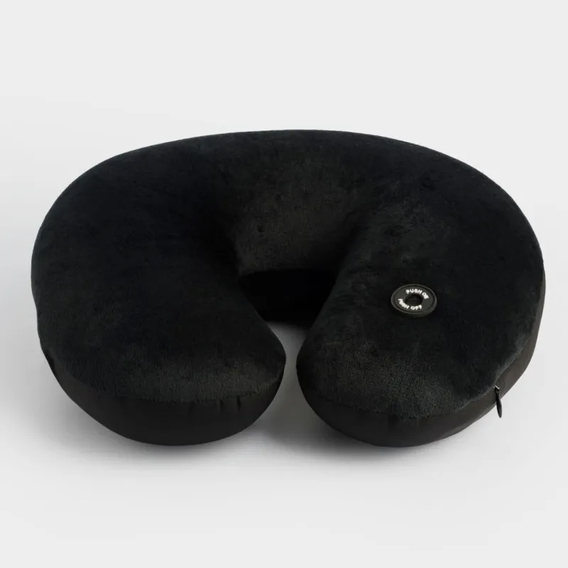 Подушка для путешествия, 30 см, с вибрационным массажем, полиэстер, черная, Travel comfort
