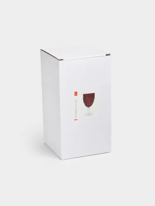 Бокал-кубок для вина, 300 мл, стекло Р, красный, Rhomb color, image-5