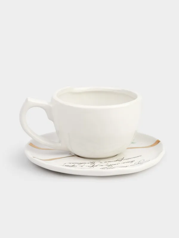 Пара чайная, 1 перс, 2 пр, 320 мл, керамика D, бело-золотистая, Пожелание, Revival, image-1