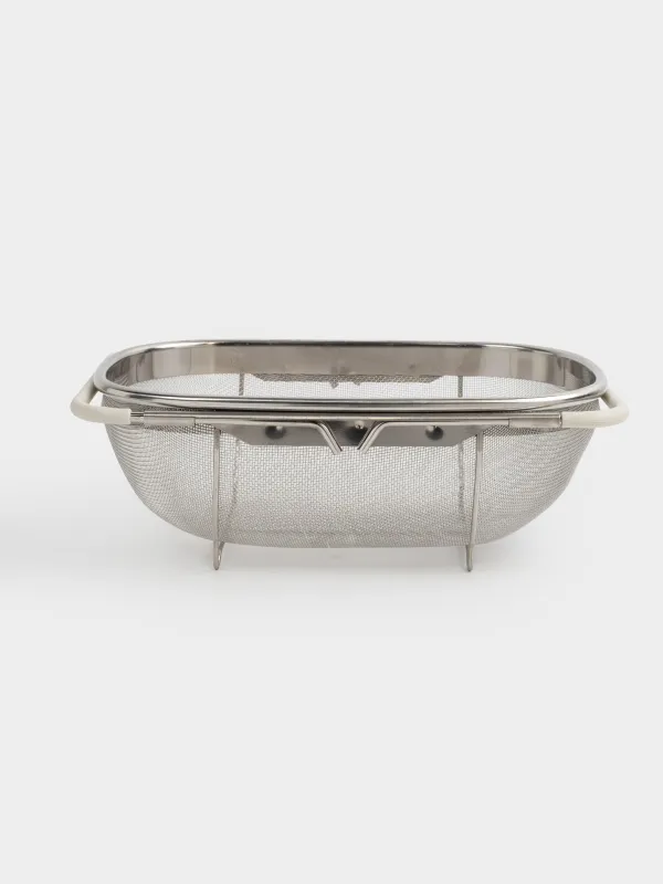 Дуршлаг, 27/40х18 см, на раковину, раздвижной, сталь/ПВХ, бежевый, Tammy