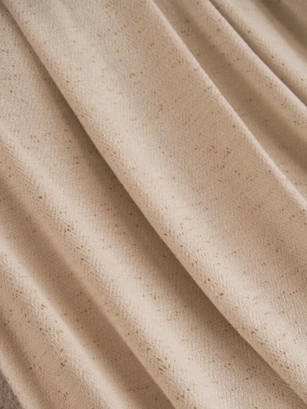 Плед, 130x170 см, с бахромой, хлопок/люрекс, бежевый, Зигзаги, Strike, image-4