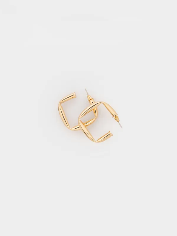 Серьги-пусеты, 3 см, 2 шт, металл, золотистые, Геометрия, Jewelry, image-1