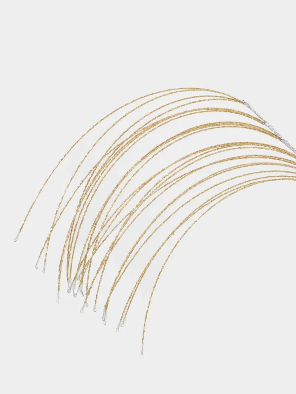 Ветка декоративная, 62 см, бисер/металл, золотистая, Ива, Curved decor, image-1